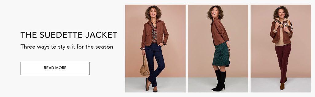 Three ways to wear suedette jacket